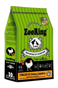 ZOORING Sterilized CAT CHICKEN&Lingonberry Сухой корм для стерилизованных кошек и кастрированных котов всех пород Цыпленок с брусникой