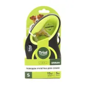 Triol Поводок-рулетка для собак Urban Neon S, 5м до 15кг, лента, черный