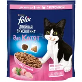 FELIX Сухой корм для котят до года Двойная Вкуснятина, с курочкой, 600 г