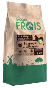 FRAIS GLOGIN CLASSIQUE Сухой корм для стерилизованных кошек и кастрированных котов с курицей и индейкой, 