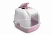 IMAC Туалет EASY CAT для кошек закрытый,белый/розовый 50*40*40 см