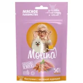 Molina Лакомство для собак Мелких пород Косточки с вяленой курицей, 50 г