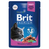 Brit Premium Пауч для взрослых кошек цыпленок и индейка, 85 г