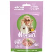 Molina Лакомство для собак Мелких пород и щенков рулетики с индейкой и треской, 50 г
