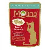 Molina консервы для кошек (тунец, цыпленок в желе), 100 г