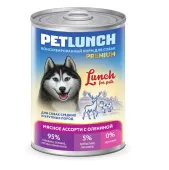 Lunch For Pets Консервы для собак мясное ассорти с олениной, кусочки в желе, 400 г