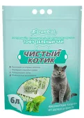 Чистый котик наполнитель комкующийся ТОФУ зеленый чай, 6 л
