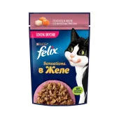 FELIX Sensations пауч для кошек с лососем в желе со вкусом трески, 75 г