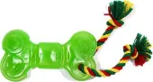 Dental Knot Кость большая с канатом с этикеткой, зеленый, 16,5 × 9 × 2 см
