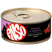 ENSO консервы для взрослых кошек, паштет с ягненком и морковью, банка 100 г