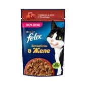FELIX Sensations пауч для кошек (говядина, томаты в желе) 75 г