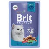Brit Premium Пауч для взрослых стерилизованных кошек перепелка в желе, 85 г