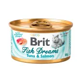 Brit Care Fish DreamsTuna & Salmon Консервы суперпремиум класса для кошек Fish Dreams с тунцом и лососем, 80 г