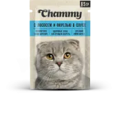 Chammy АКЦИЯ Влажный корм для кошек, с лососем и форелью в соусе, 85 г