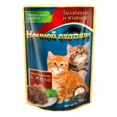 Ночной охотник Влажный корм для котят телятина, ягненок в желе, 100 г