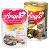 Амурр Консервы для взрослых кошек в соусе с курицей, 415 г