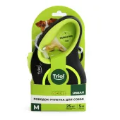 Triol Поводок-рулетка для собак Urban Neon M, 5м до 25кг, лента, черный