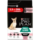 Pro Plan АКЦИЯ, Adult Small Breed Salmon & Rice, для собак миниатюрных и мелких пород, с чувствительной кожей, лосось и рис, 2,5 кг + 500 г