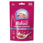 Molina Хрустящие подушечки с начинкой из курицы и утки, ANTI-HAIRBALL, 60 г