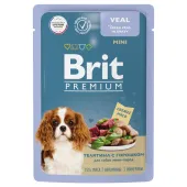 Brit Premium Пауч телятина с зеленым горошком в соусе для взрослых собак мини-пород,85 г