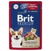 Brit Premium Пауч мясное ассорти в соусе для взрослых собак всех пород, 85 г