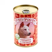 Ем без проблем Консервы для собак, говядина с гречкой 410 г