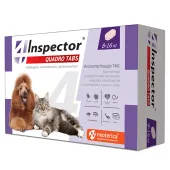 Inspector Quadro Tabs Таблетки от внешних и внутренних паразитов для кошек и собак 8-16 кг, 4 таблетки в упаковке