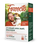 Астрафарм Форсекто (Forsecto) для собак и щенков от 5 до 10 кг против клещей, блох, вшей и власоедов 2 пипетки*1 мл