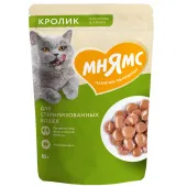 Мнямс Влажный корм для стерилизованных кошек, Кусочки в соусе с кроликом, 85 г