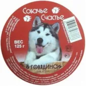 Собачье счастье Корм для собак с говядиной 125 г