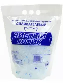 Чистый котик наполнитель силикагелевый колотый с синими гранулами 1 кг