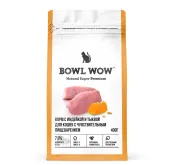 BOWL WOW Корм сухой для кошек с чувствительным пищеварением с индейкой, курицей и тыквой, 400 г