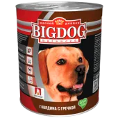 BIG DOG Консервы для собак говядина с гречкой, 850 г