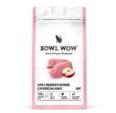 BOWL WOW Корм сухой для взрослых кошек с индейкой и яблоком, 400 г