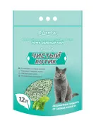 Чистый котик наполнитель комкующийся ТОФУ зелёный чай, 12 л