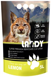 LANDY наполнитель для кошачьего туалета комкующийся из бентонитовой глины с ароматом лимона,  5 л