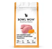 BOWL WOW Корм сухой для кошек с чувствительным пищеварением с индейкой, курицей и тыквой, 1,5 кг