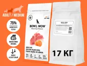 BOWL WOW ЗАВОДЧИКАМ Корм сухой для собак средних пород с индейкой, ягненком, рисом и морковью 17 кг