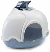 IMAC Туалет GINGER для кошек закрытый угловой, голубой, 50*40*40 см