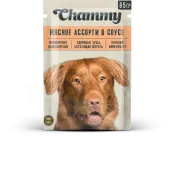 Chammy Влажный корм для собак, мясное ассорти, кусочки в соусе, 85 г