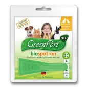 GreenFort NEO БиоКапли против клещей и блох для кошек, кроликов и собак, массой менее 10 кг, 1 пипетка