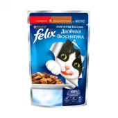 FELIX Двойной вкус Пауч для кошек Говядина/Домашняя птица в желе, 75 г