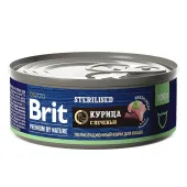 Brit Premium by Nature Консервы с мясом курицы и печенью для стерилизованных кошек, 100 г