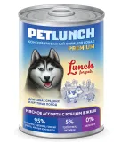 Lunch For Pets Консервы для собак мясное ассорти с рубцом, кусочки в желе, 850 г