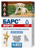 АВЗ БАРС Форте Капли против блох и клещей для щенков, 1 пипетка на 5 кг, 4 пипетки по 1 мл
