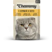 Chammy АКЦИЯ Влажный корм для кошек, курица, кусочки в соусе, 85 г