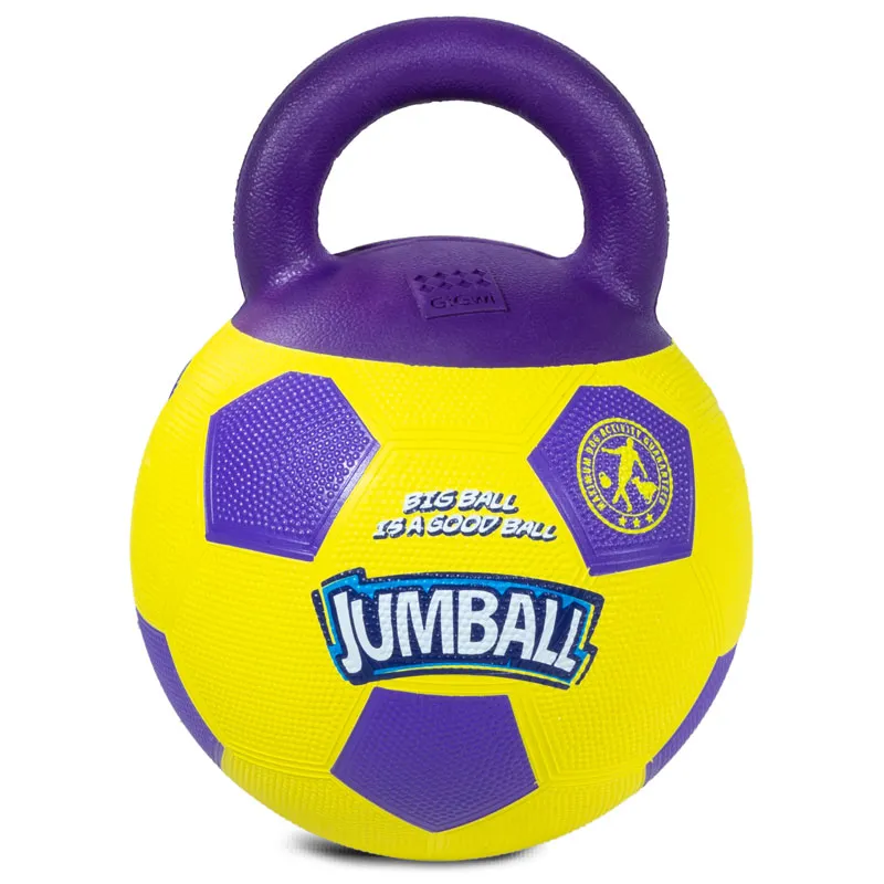 GiGwi Игрушка для собак Мяч футбольный c ручкой желтый 26см, серия JUMBALL