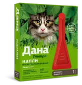 Apicenna Дана Ультра капли против клещей и блох для кошек и котят более 4 кг, 0,64 мл
