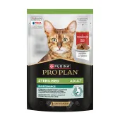 Pro Plan Sterilised, влажный корм для взрослых стерилизованных кошек паштет с говядиной в соусе, 75 г