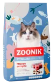 ZOONIK сухой корм для стерилизованных кошек и котов Мясное ассорти, 